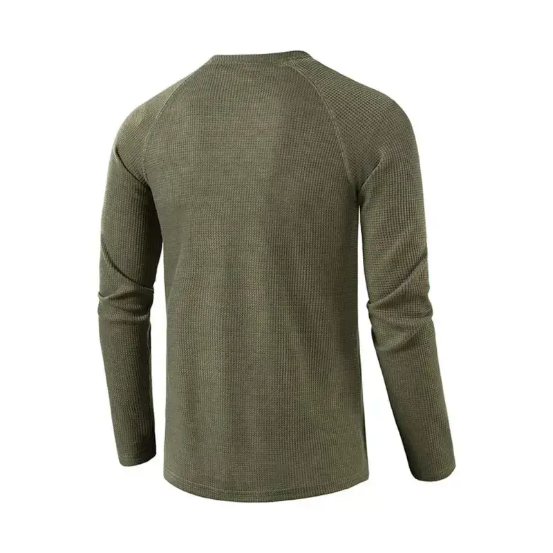 Men's solid color waffle knit henley Nexellus