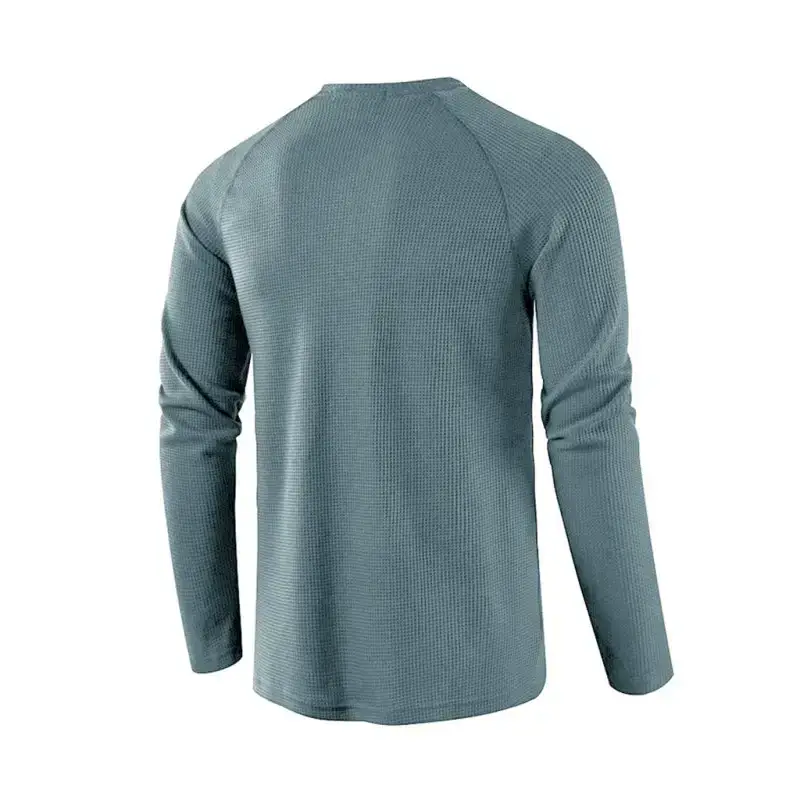 Men's solid color waffle knit henley Nexellus