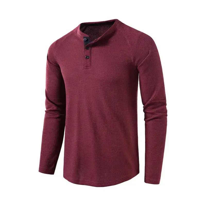 Men's solid color waffle knit henley Nexellus