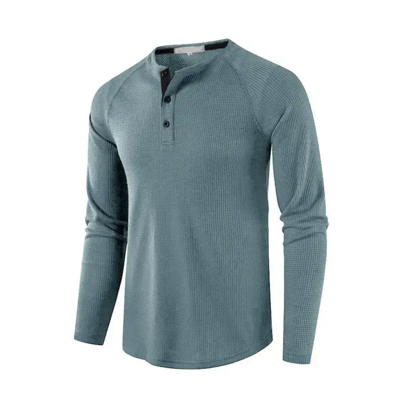 Men's solid color waffle knit henley Nexellus