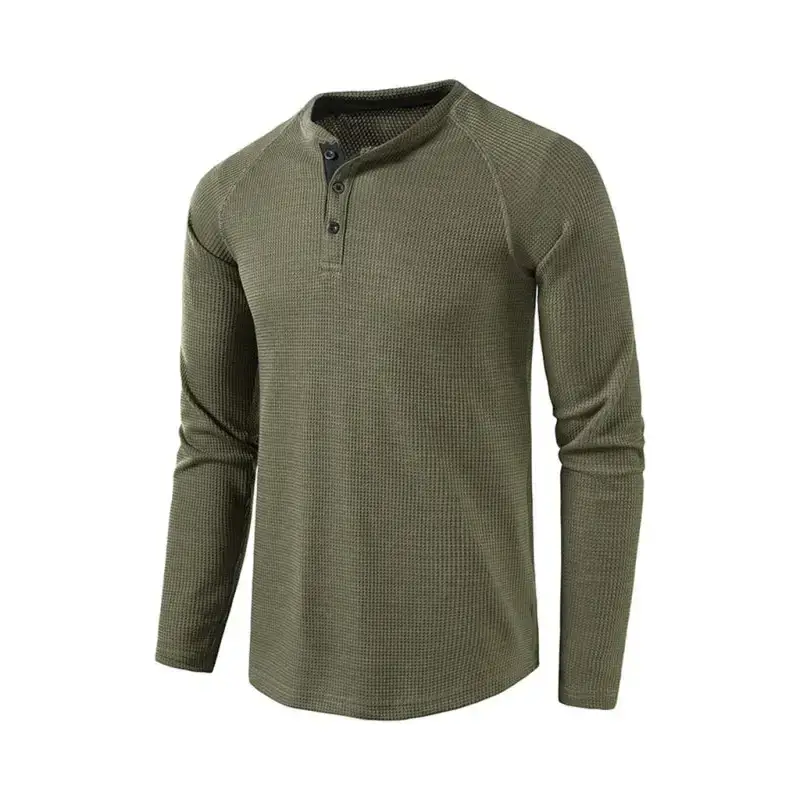 Men's solid color waffle knit henley Nexellus