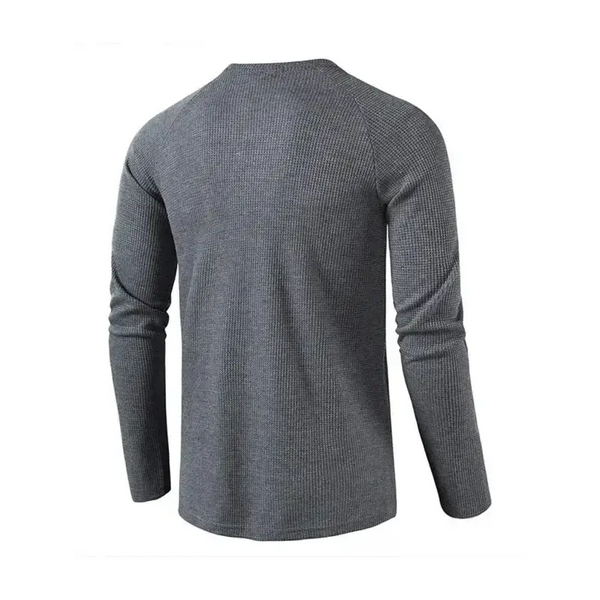 Men's solid color waffle knit henley Nexellus