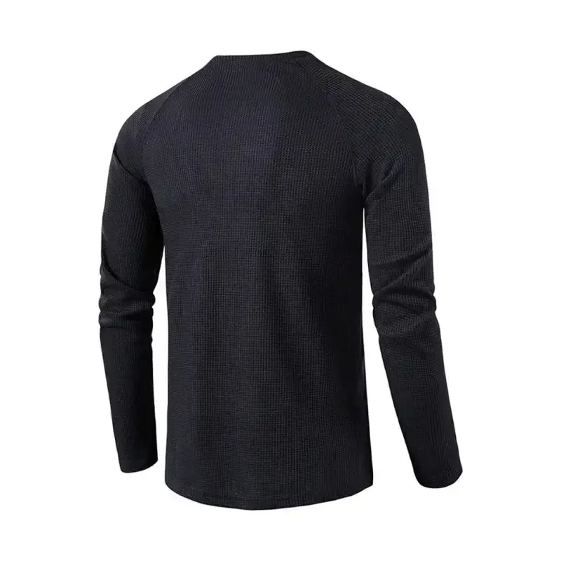 Men's solid color waffle knit henley Nexellus