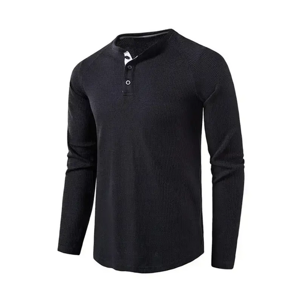 Men's solid color waffle knit henley Nexellus