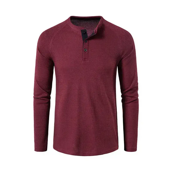 Men's solid color waffle knit henley Nexellus