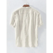 Men's solid colour cotton linen casual short sleeve shirt Nexellus