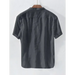 Men's solid colour cotton linen casual short sleeve shirt Nexellus