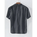 Men's solid colour cotton linen casual short sleeve shirt Nexellus