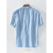 Men's solid colour cotton linen casual short sleeve shirt Nexellus