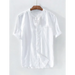 Men's solid colour cotton linen casual short sleeve shirt Nexellus