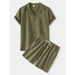 Men's solid colour linen short sleeve with matching shorts pajamas Nexellus