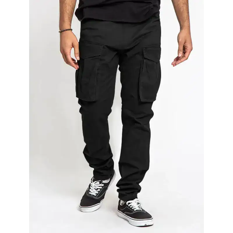 Men's solid colour multi-pocket casual cargo pants Nexellus