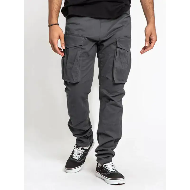 Men's solid colour multi-pocket casual cargo pants Nexellus