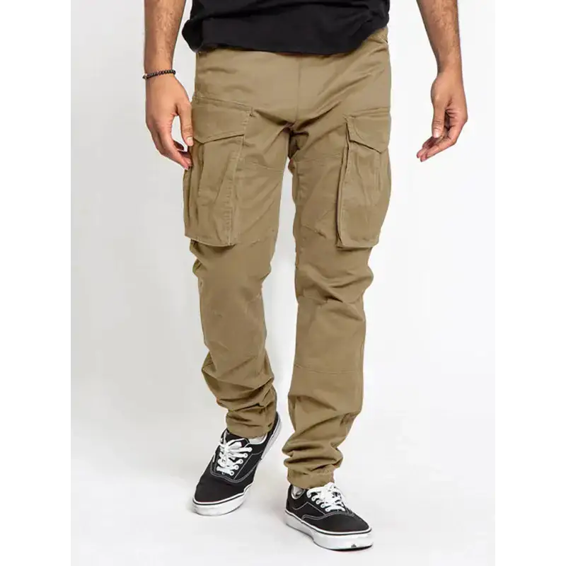 Men's solid colour multi-pocket casual cargo pants Nexellus