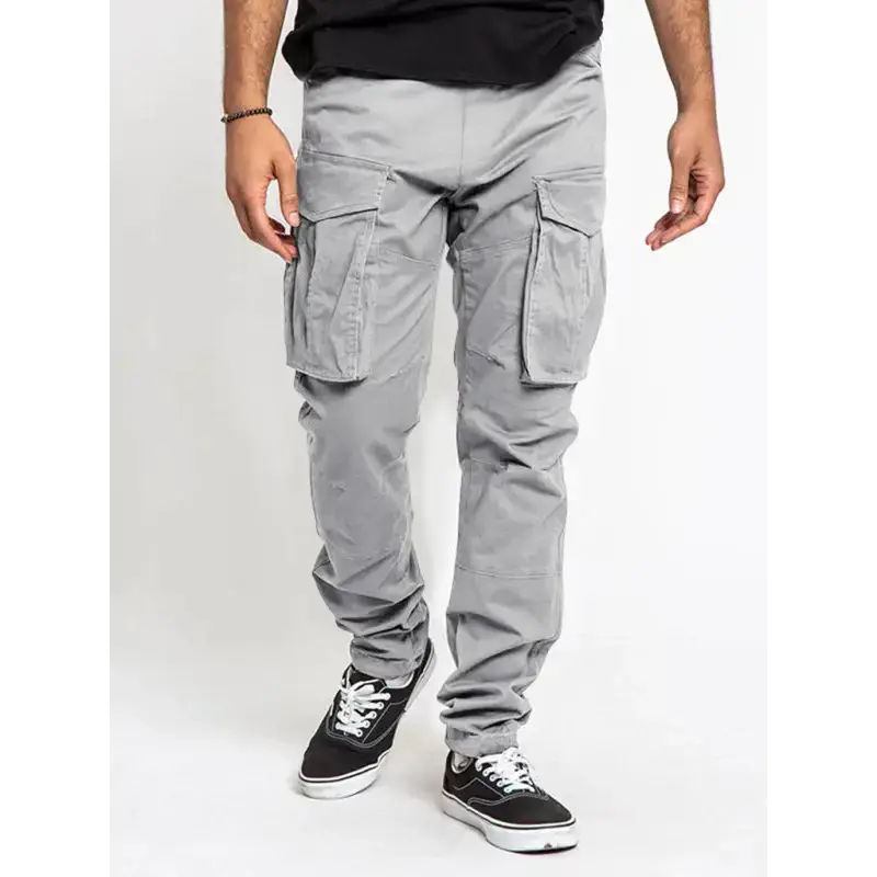 Men's solid colour multi-pocket casual cargo pants Nexellus