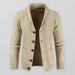 Men's solid colour shawl collar cable stitch cardigan Nexellus