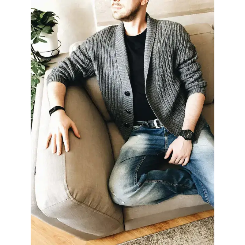 Men's solid colour single breasted casual knit cardigan Nexellus