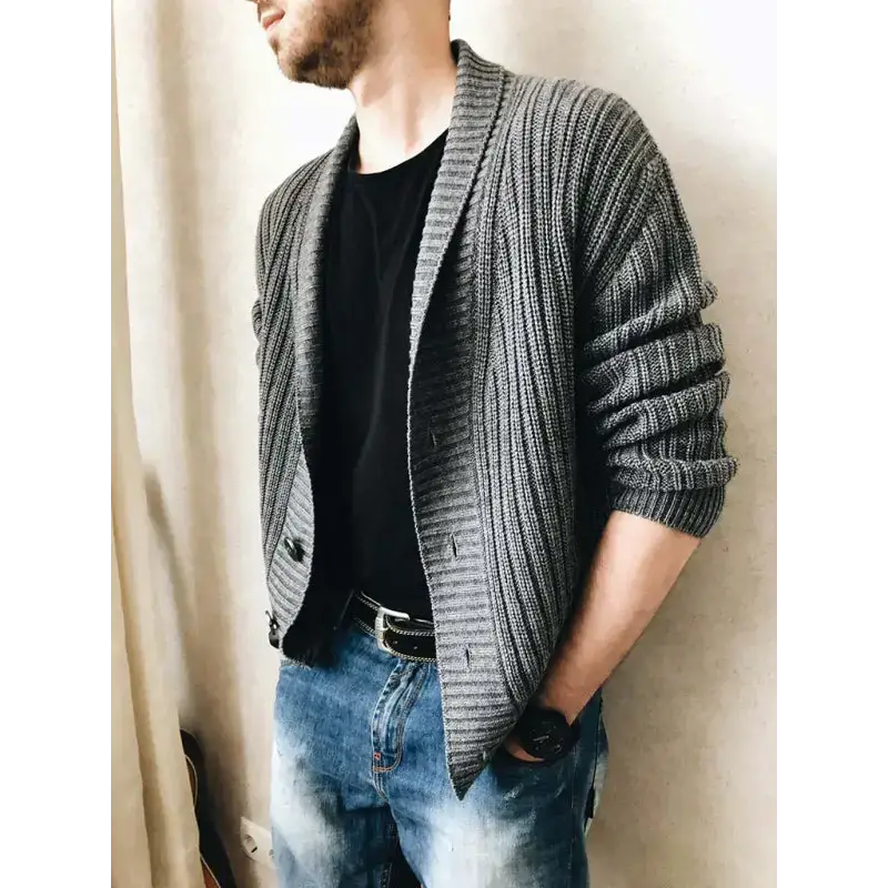 Men's solid colour single breasted casual knit cardigan Nexellus