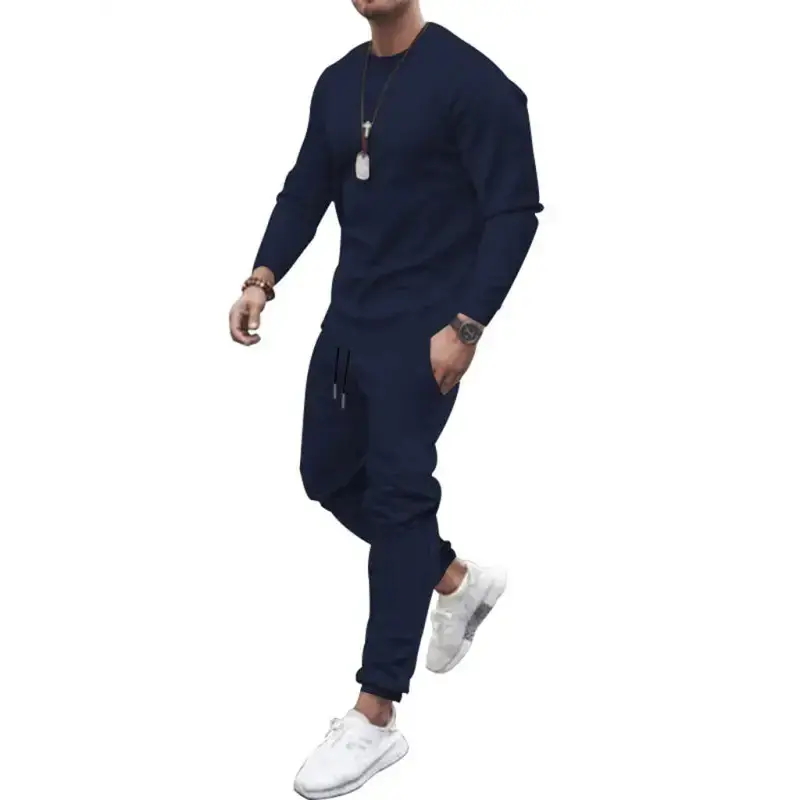 Men's solid colour sweatshirt and sweatpant two piece sets Nexellus