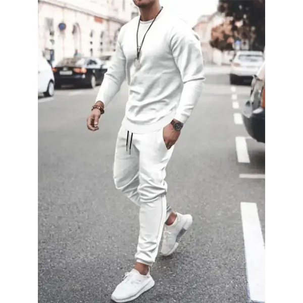 Men's solid colour sweatshirt and sweatpant two piece sets Nexellus