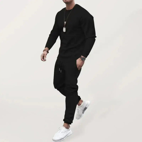 Men's solid colour sweatshirt and sweatpant two piece sets Nexellus