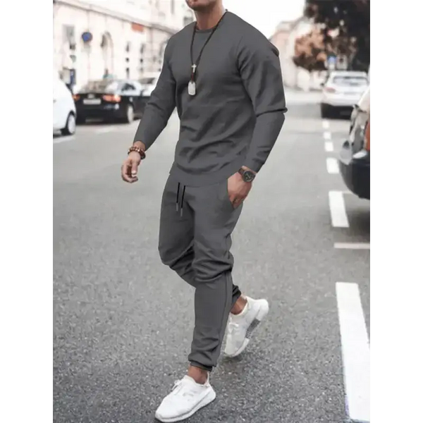 Men's solid colour sweatshirt and sweatpant two piece sets Nexellus