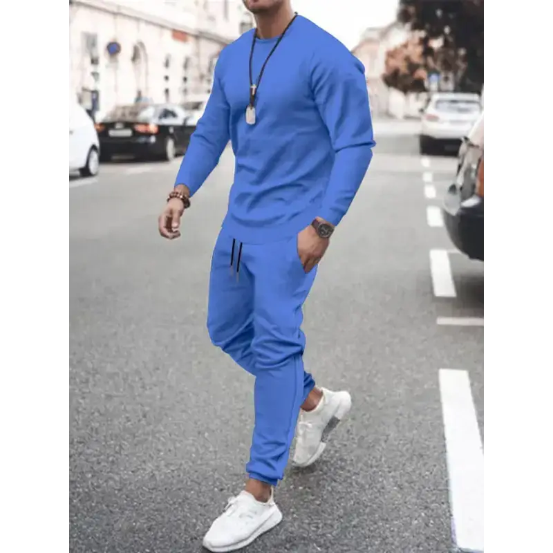 Men's solid colour sweatshirt and sweatpant two piece sets Nexellus