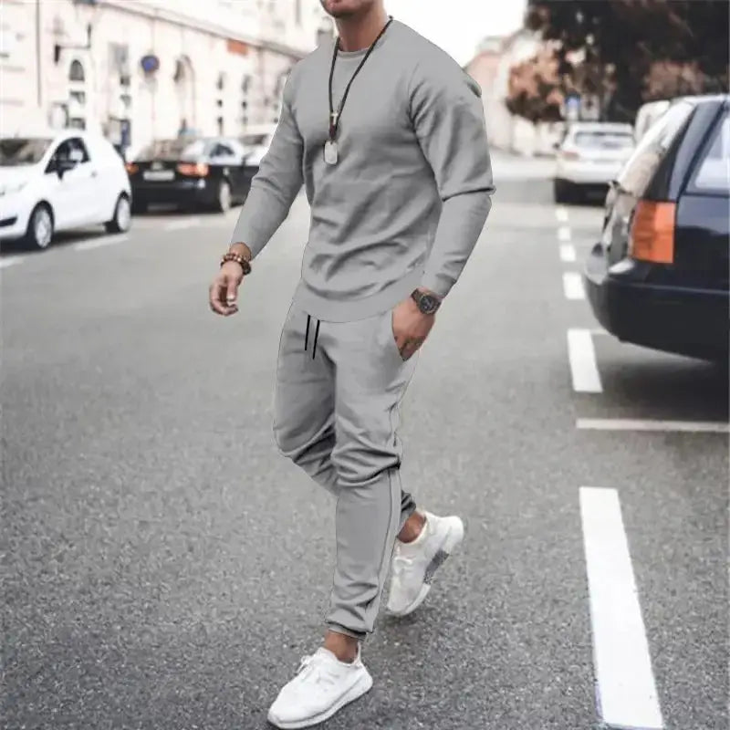 Men's solid colour sweatshirt and sweatpant two piece sets Nexellus