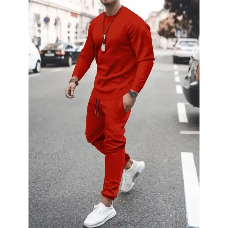 Men's solid colour sweatshirt and sweatpant two piece sets Nexellus