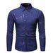 Men's stand collar line foil print long sleeve shirt Nexellus