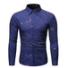 Men's stand collar line foil print long sleeve shirt Nexellus