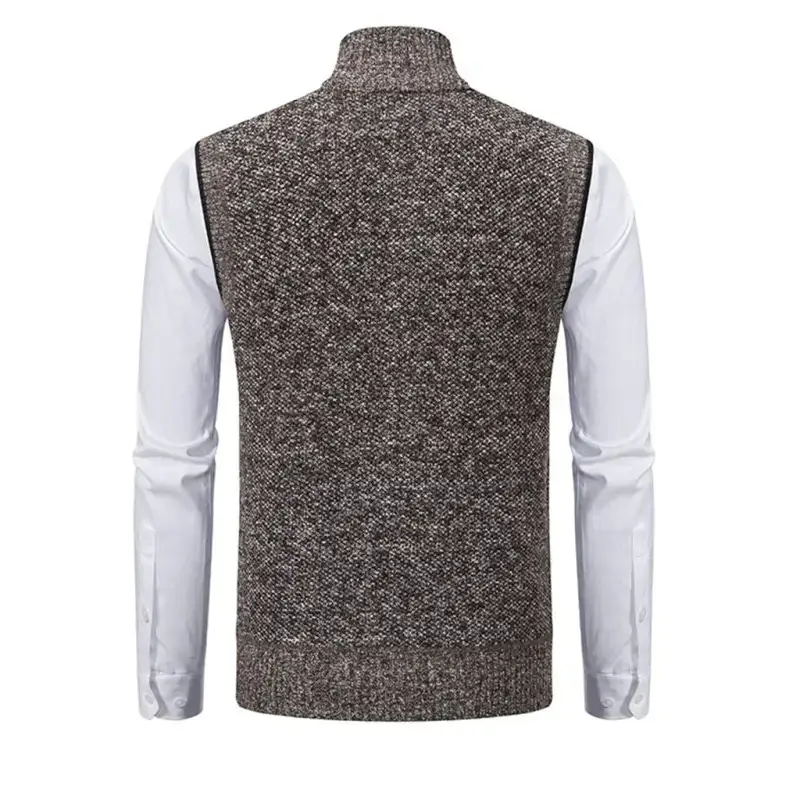 Men's stand collar sleeveless knitted casual thickened lining vest Nexellus