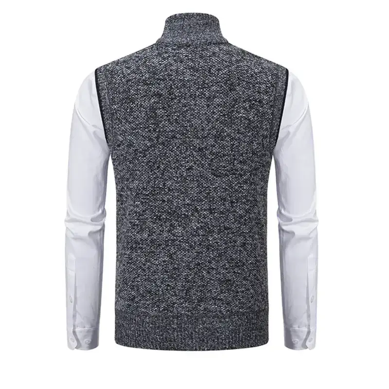 Men's stand collar sleeveless knitted casual thickened lining vest Nexellus