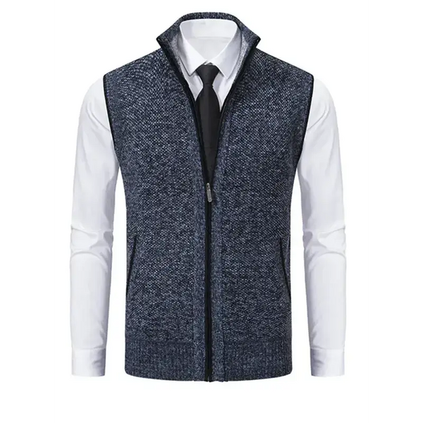 Men's stand collar sleeveless knitted casual thickened lining vest Nexellus