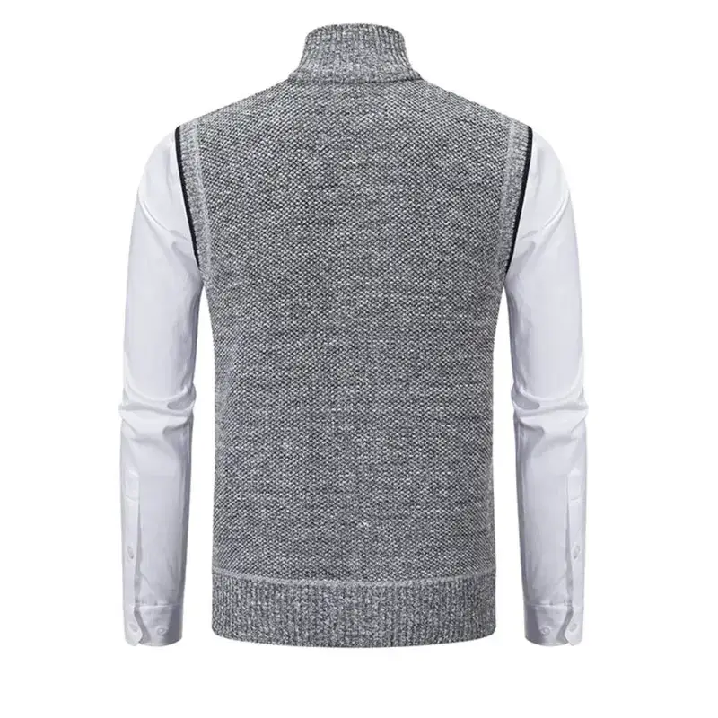 Men's stand collar sleeveless knitted casual thickened lining vest Nexellus