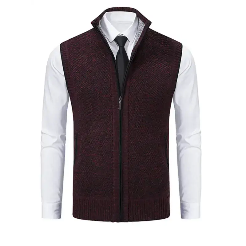 Men's stand collar sleeveless knitted casual thickened lining vest Nexellus