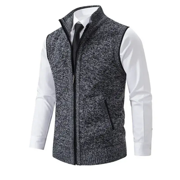 Men's stand collar sleeveless knitted casual thickened lining vest Nexellus