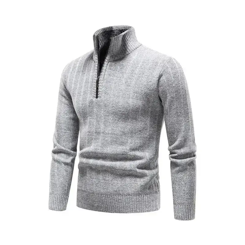 Men's stand collar zipper half cardigan sweater Nexellus