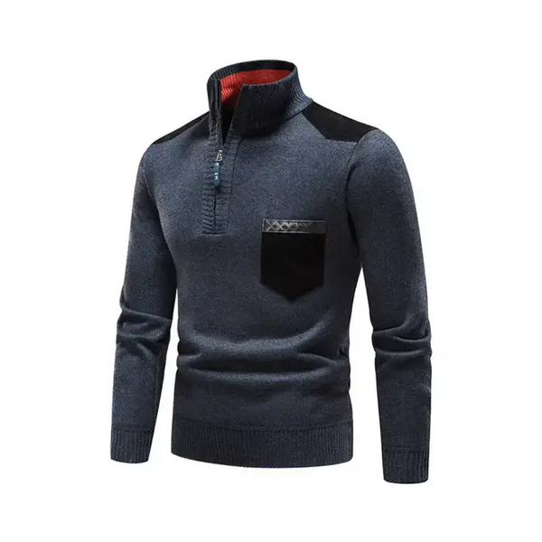 Men's stand-up collar thickened patchwork half-zip lapel sweater Nexellus