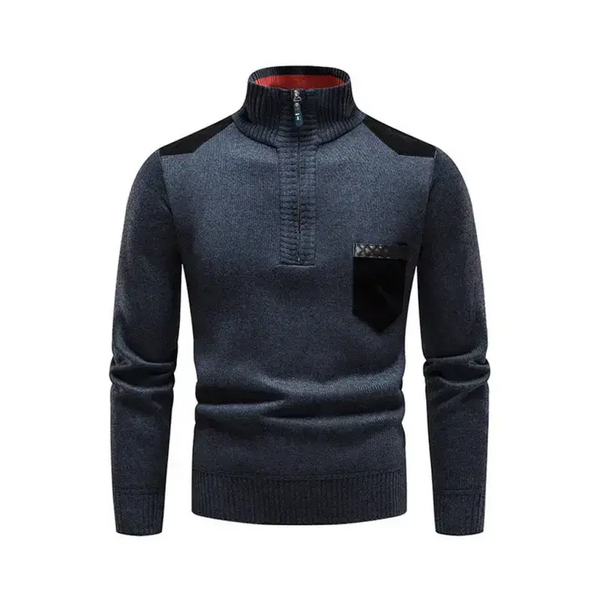 Men's stand-up collar thickened patchwork half-zip lapel sweater Nexellus