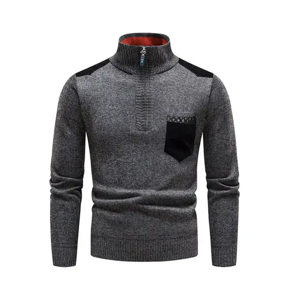 Men's stand-up collar thickened patchwork half-zip lapel sweater Nexellus