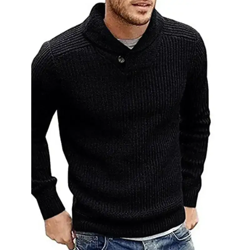 Men's sweater lapel button pullover sweater Nexellus