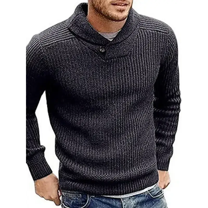 Men's sweater lapel button pullover sweater Nexellus