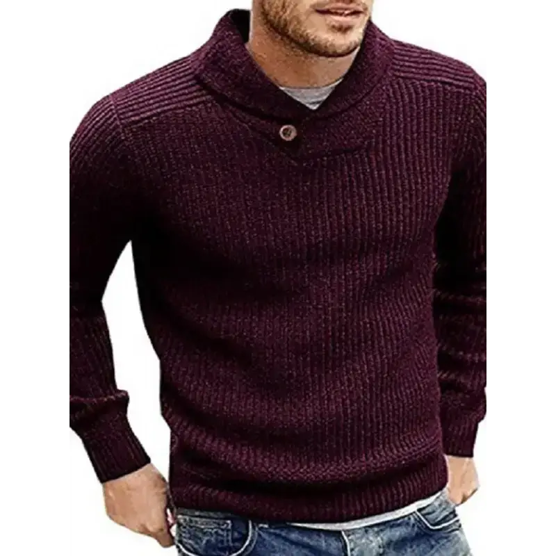 Men's sweater lapel button pullover sweater Nexellus