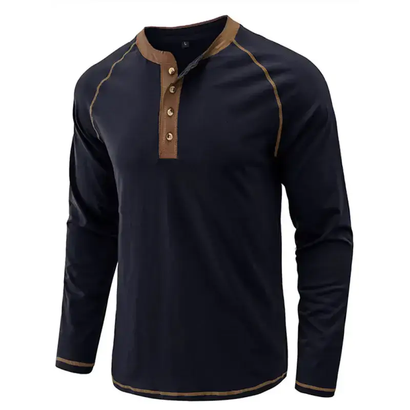 Men's thermal henley trim t shirt Nexellus