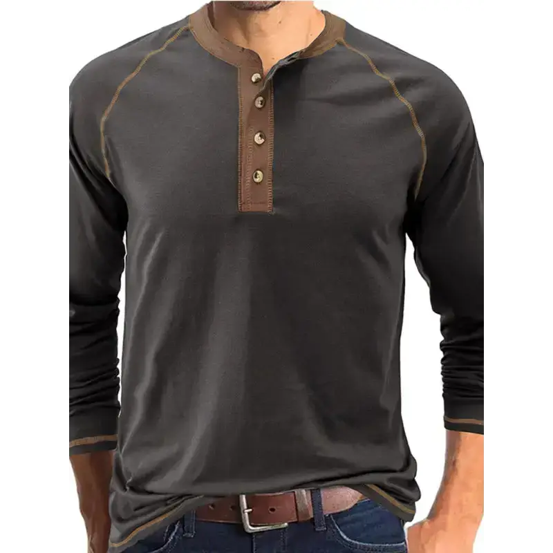 Men's thermal henley trim t shirt Nexellus