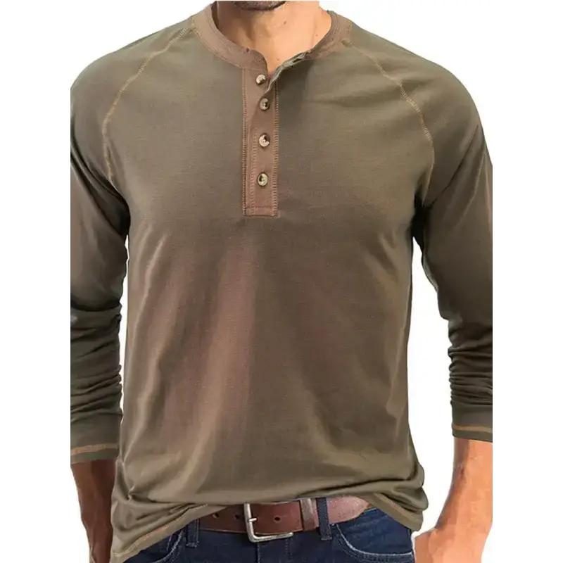 Men's thermal henley trim t shirt Nexellus