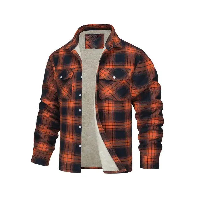 Men's thickened corduroy and velvet long-sleeved plaid patchwork Nexellus