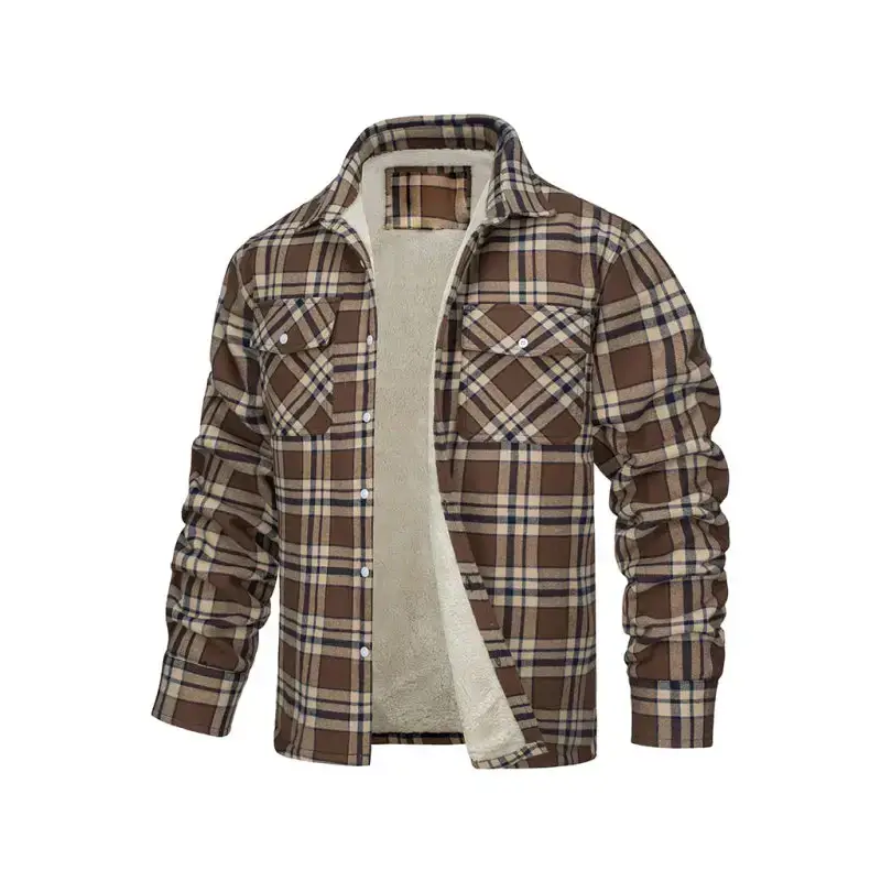 Men's thickened corduroy and velvet long-sleeved plaid patchwork Nexellus