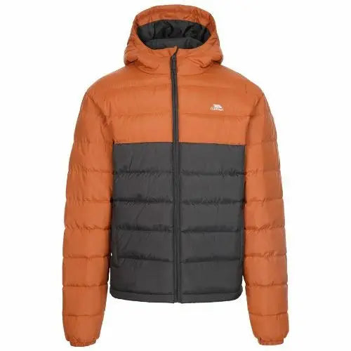 Mens trespass oskar padded jacket - Dark Grey / Rust / S